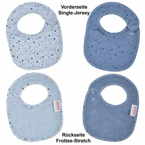 Wal blau  Druckknopflatz 22x29 cm 2er Set mit Nässeschutz