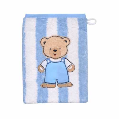 Waschhandschuh "Teddy Ringel hellblau" 15x20 cm