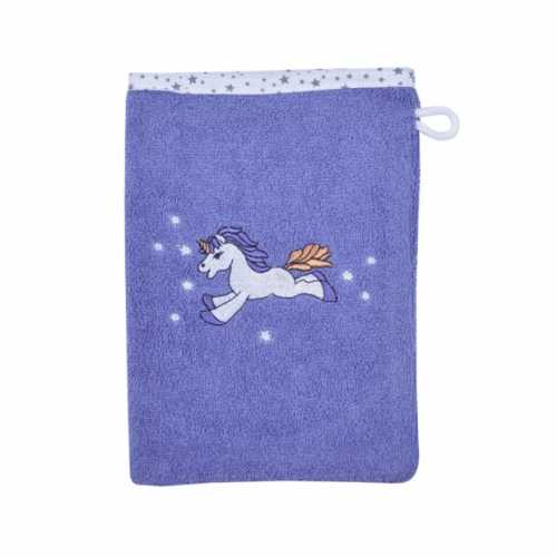 Waschhandschuh "Einhorn violett" 15x20 cm