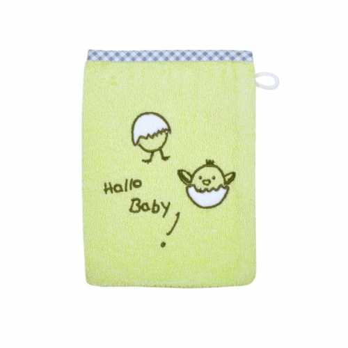 Waschhandschuh "Hallo Baby grün" 15x20 cm
