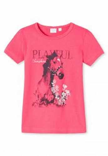 T-Shirt Rundhals Koralle "Pferde Print"