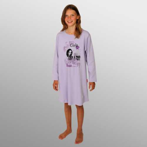 langarm Sleepshirt/Nachthemd "Face2Face lila"