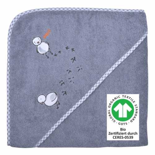BIO Kapuzen-Badetuch Küken | Grau 100x100 | Wörner Südfrottier