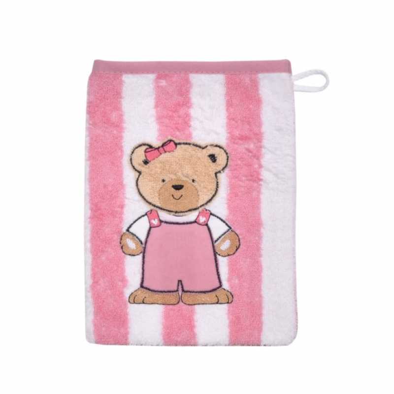 Waschhandschuh "Teddy Ringel rosa" 15x20 cm