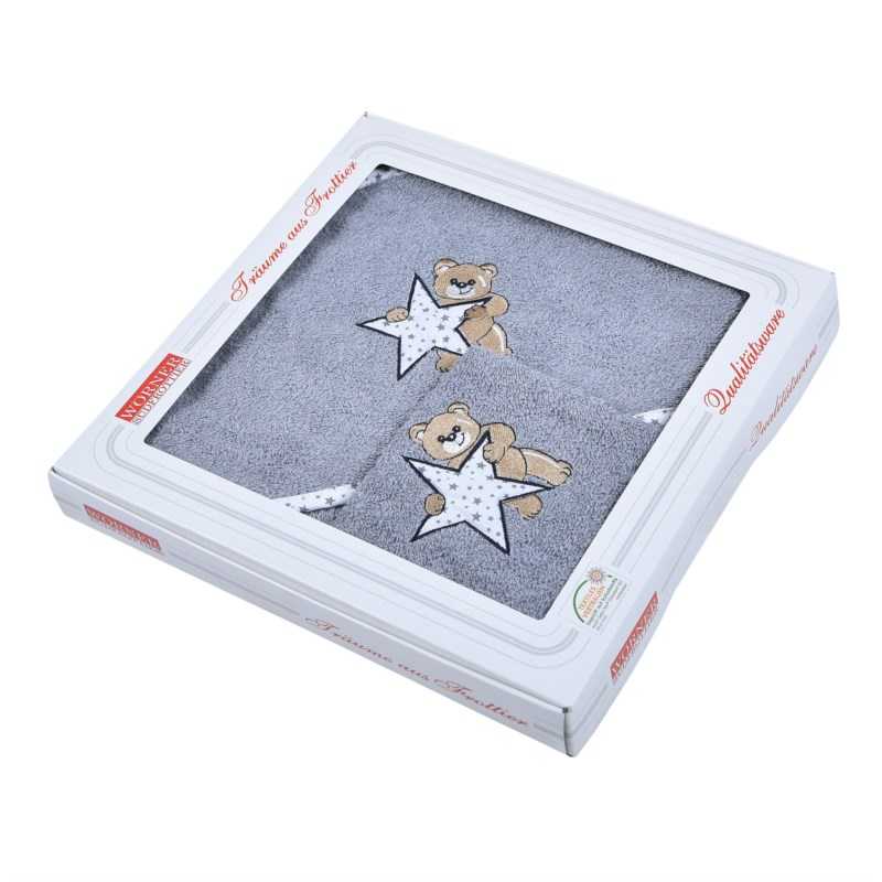 TEDDY/STERN GRAU  GESCHENKEKARTON