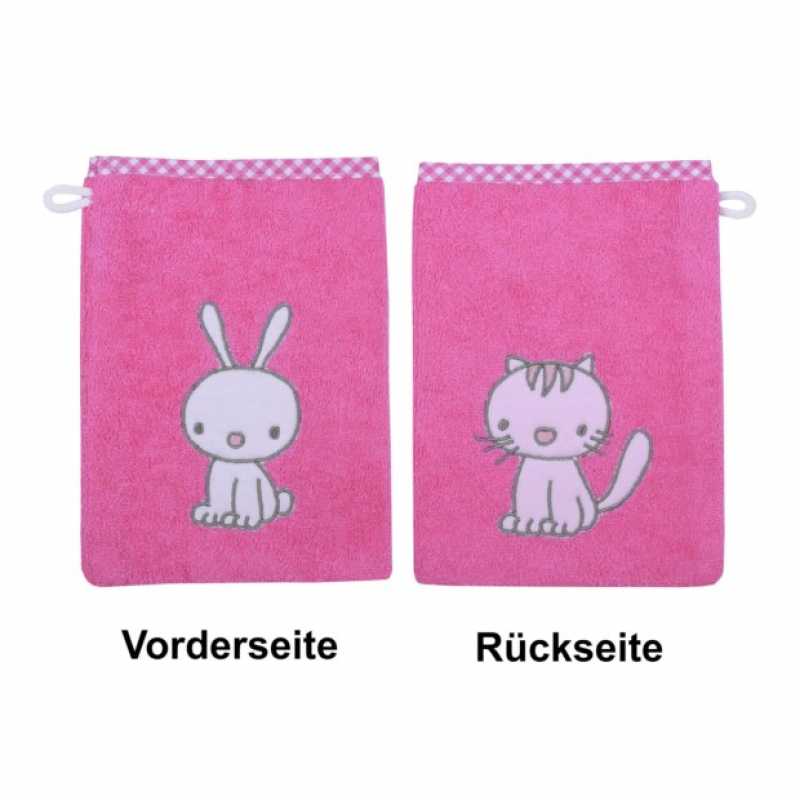 Waschhandschuh "Hase/Katze orchidee" 15x20 cm Waschhandschuh "Hase/Katze orchidee" 15x20 cm