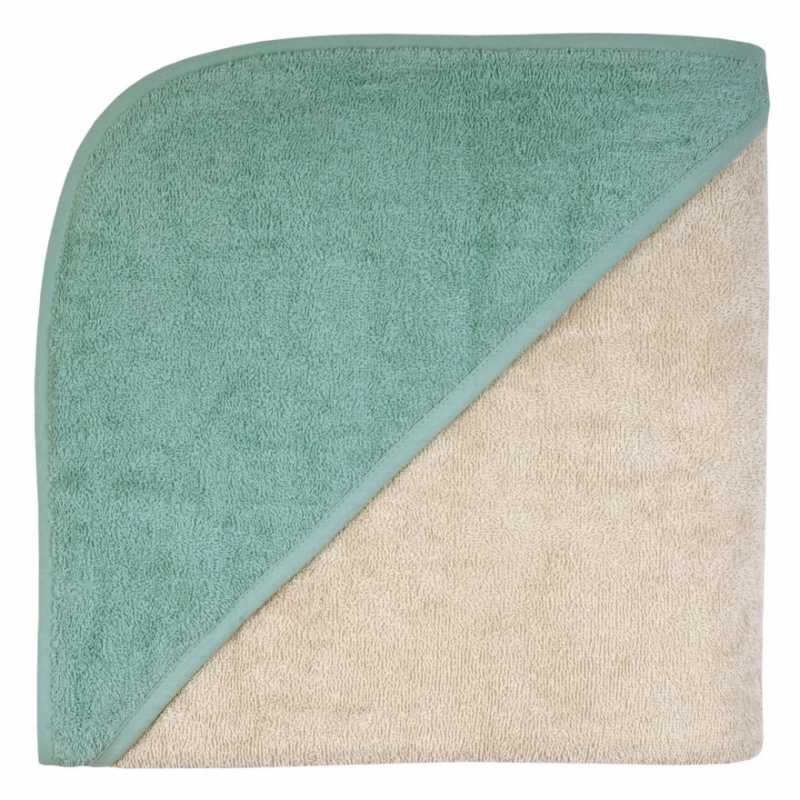 Uni greige eisblau Kapuzen-Badetuch 140/140 Uni greige eisblau Kapuzen-Badetuch 140/140