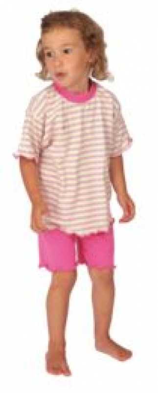 Shorty/Jersey-Schlafanzug kurz "Ringel pink"