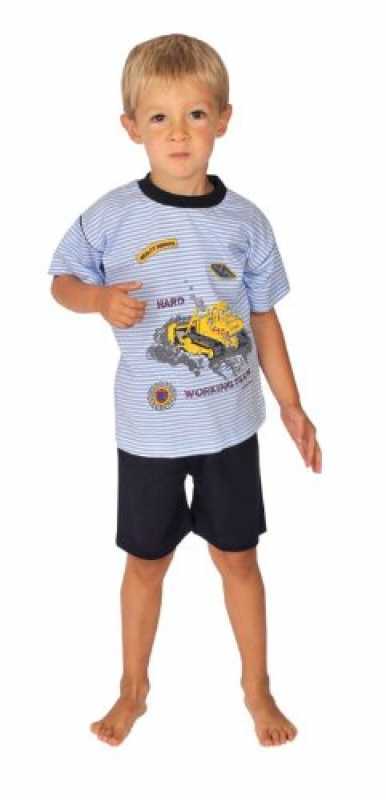 Shorty/Jersey-Schlafanzug kurz "Planierraupe hellblau"