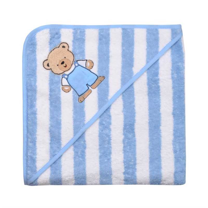 Kapuzen-Badetuch Teddy | Hellblau 100x100 | Wörner Südfrottier