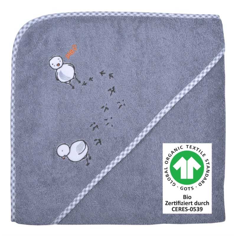 BIO Kapuzen-Badetuch Küken | Grau 100x100 | Wörner Südfrottier BIO Kapuzen-Badetuch Küken | Grau 100x100 | Wörner Südfrottier