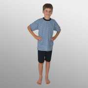 Shorty/Jersey-Schlafanzug kurz "Ringel jeans-navy"